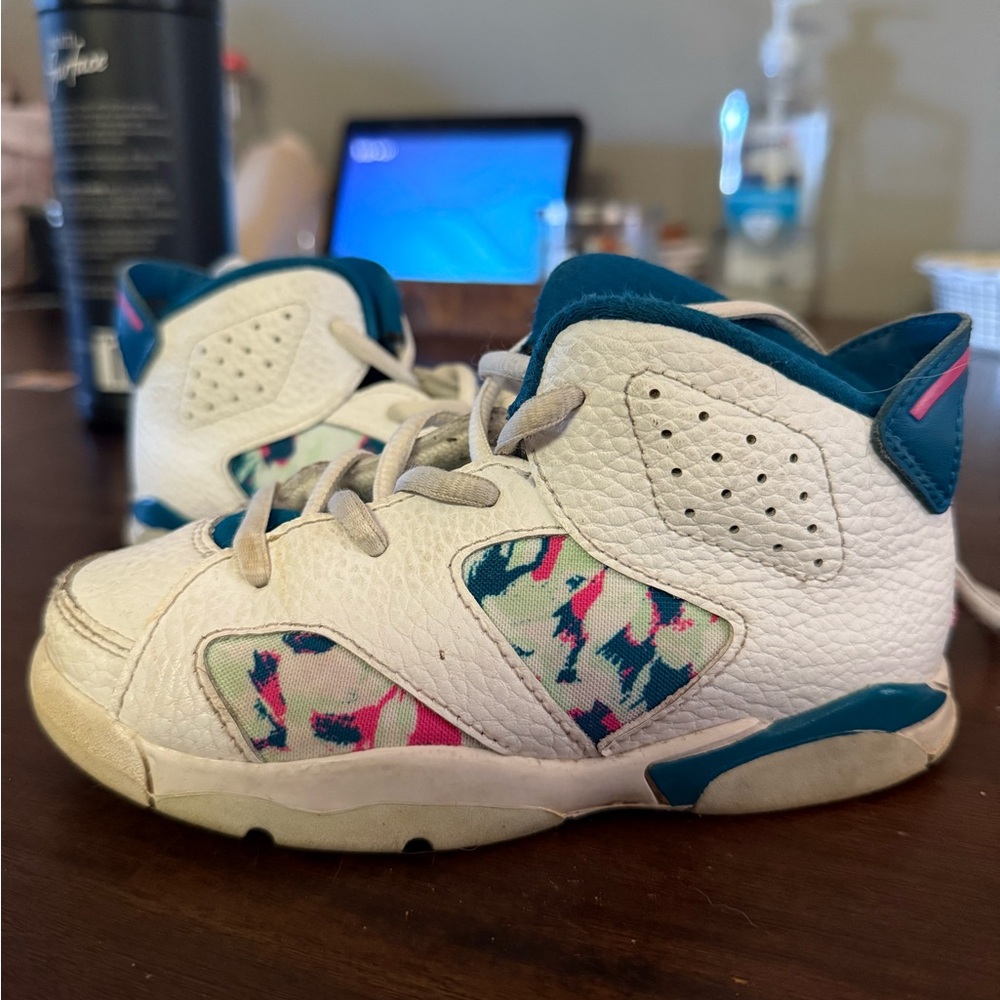 White/Blue/Pink Jordans 10c girls